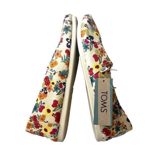 TOMS Shoes Women Size 8 Slip On Comfort Casual Flat Floral Multicolor Fabric New - Picture 4 of 8